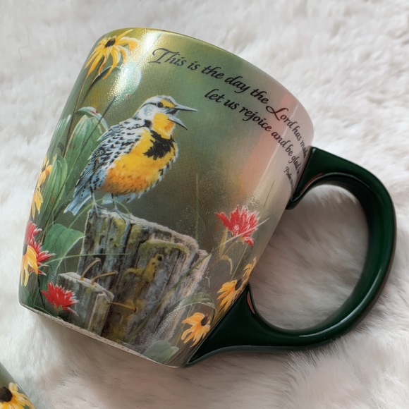 Set of 2 Lang Ceramic Coffee Mug Cup "Greeting The New Day" Susan Bourdet - Picture 6 of 10